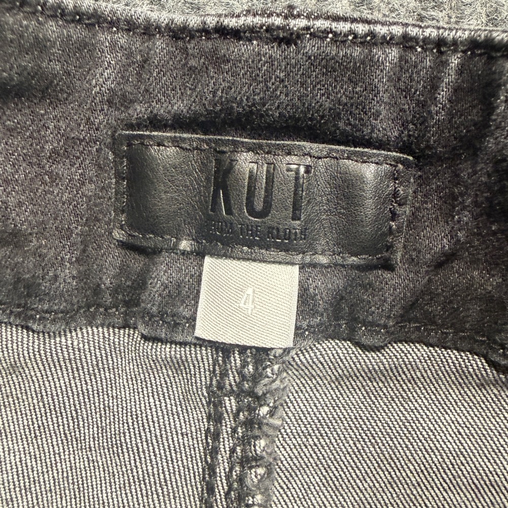 Kut From The Kloth Meg Wide Leg Jeans Womens 4 Black High Rise Distressed Boho - Picture 2 of 8